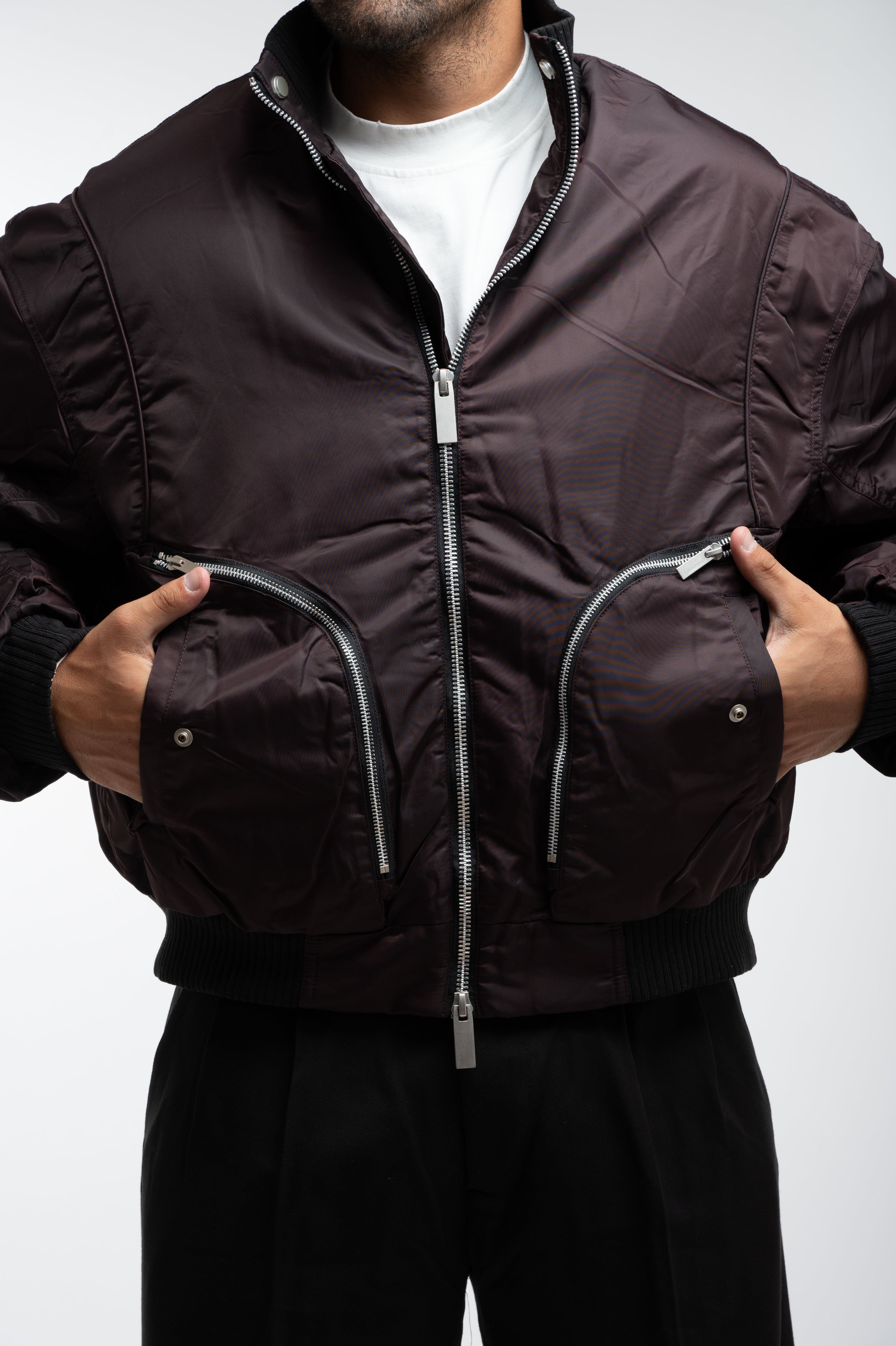 MULTI ZIP BOMBER WINE