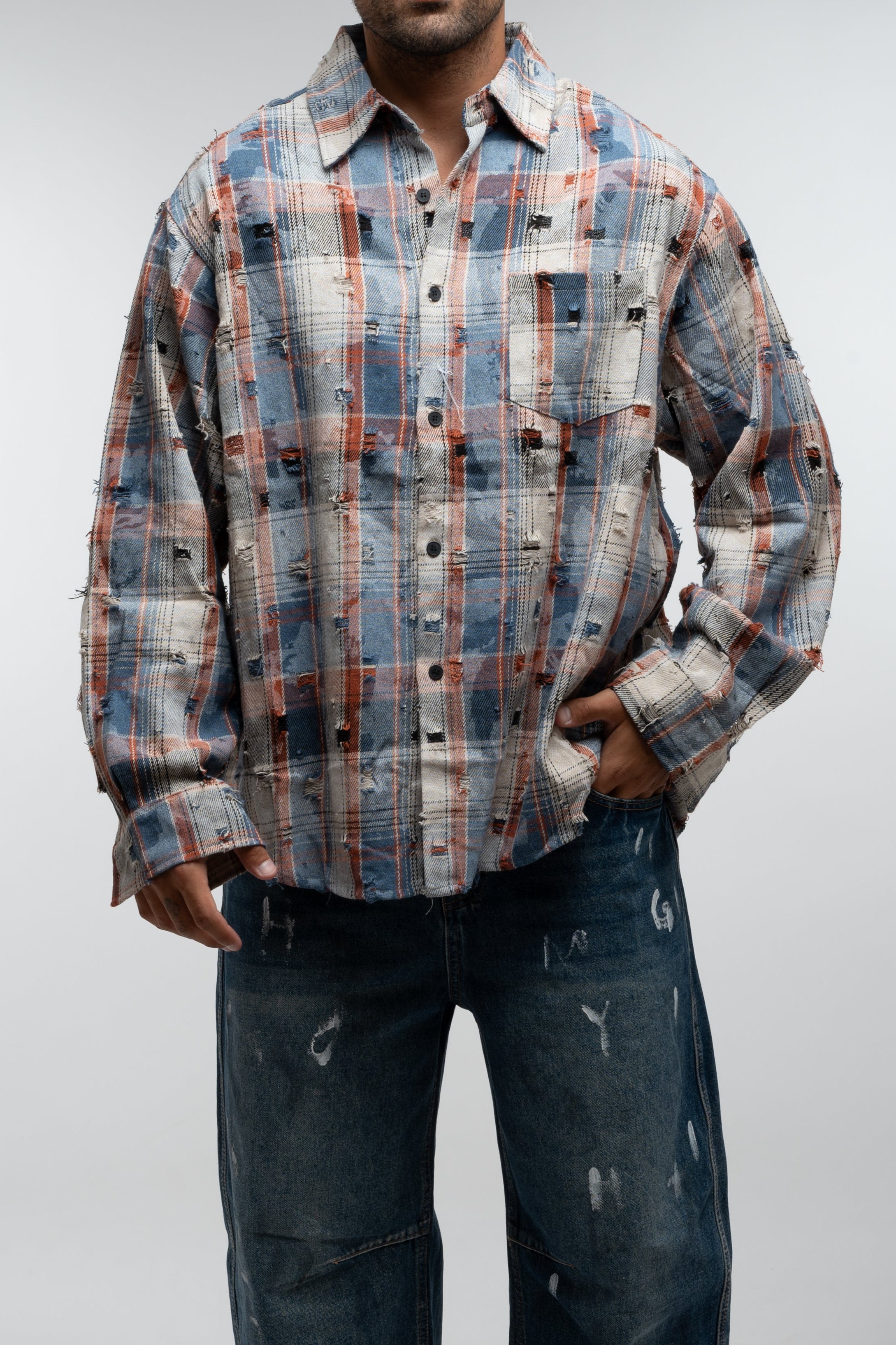 VINTAGE CHECK OVERSHIRT BLUE