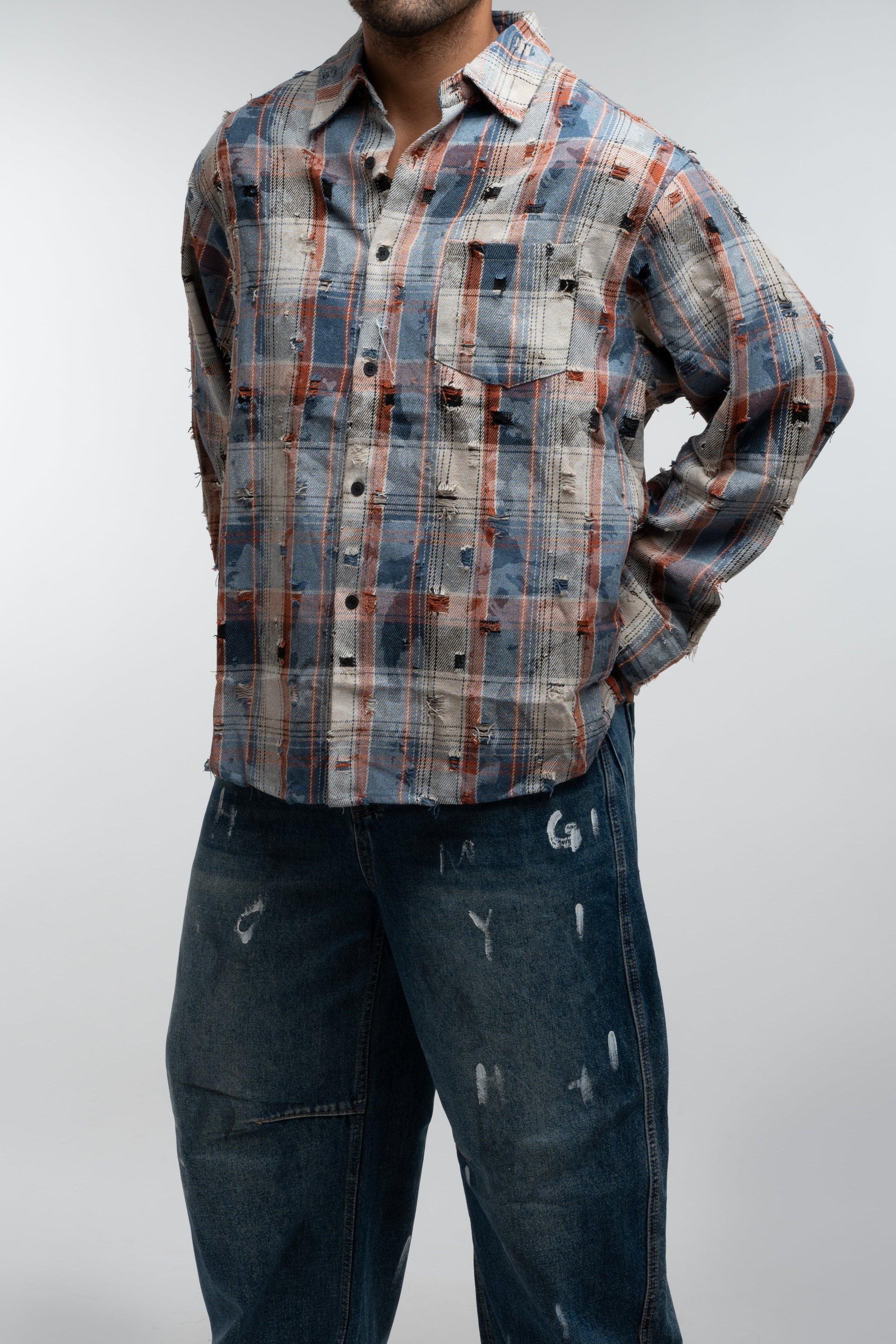 VINTAGE CHECK OVERSHIRT BLUE