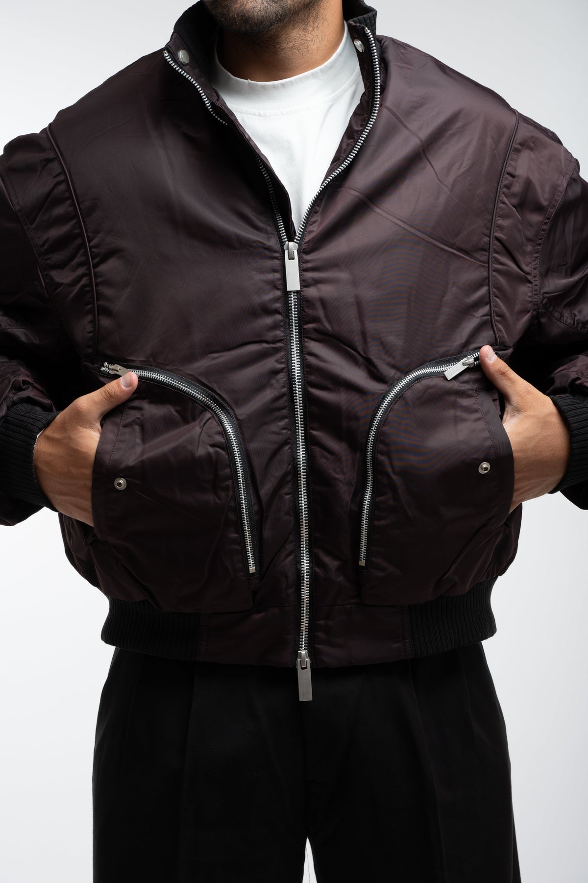 MULTI ZIP BOMBER WINE