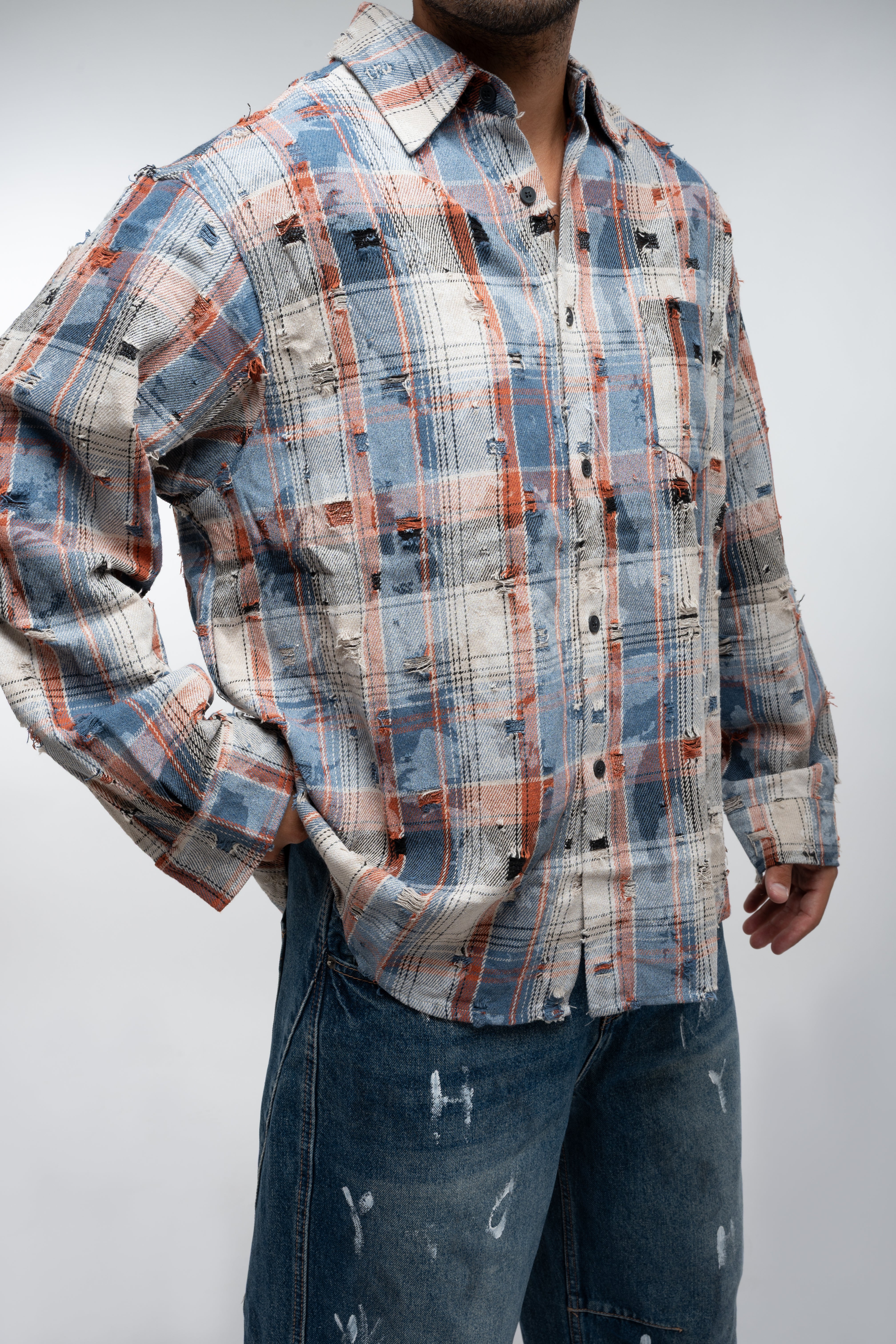 VINTAGE CHECK OVERSHIRT BLUE