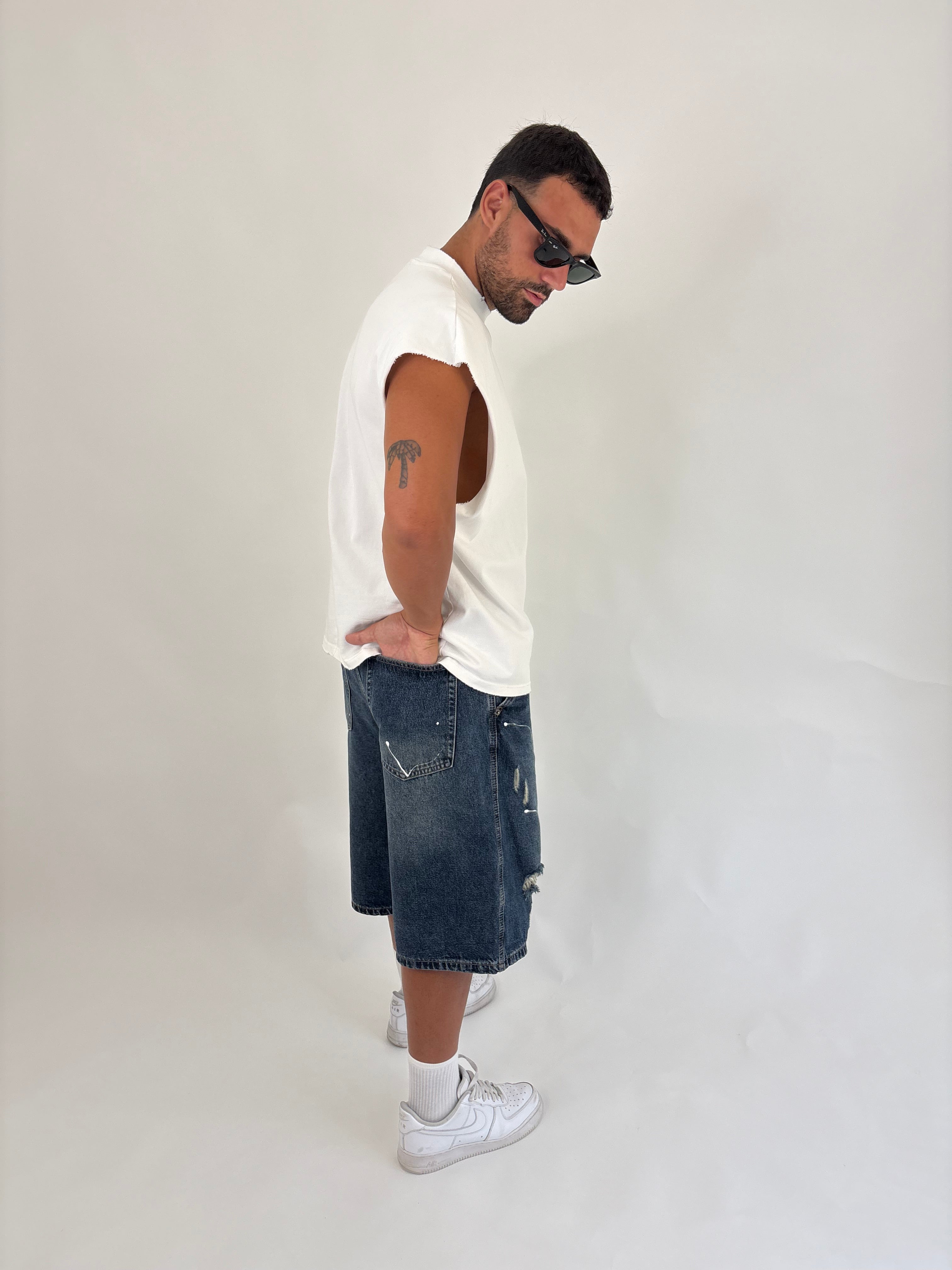 Splatter Denim Bermuda