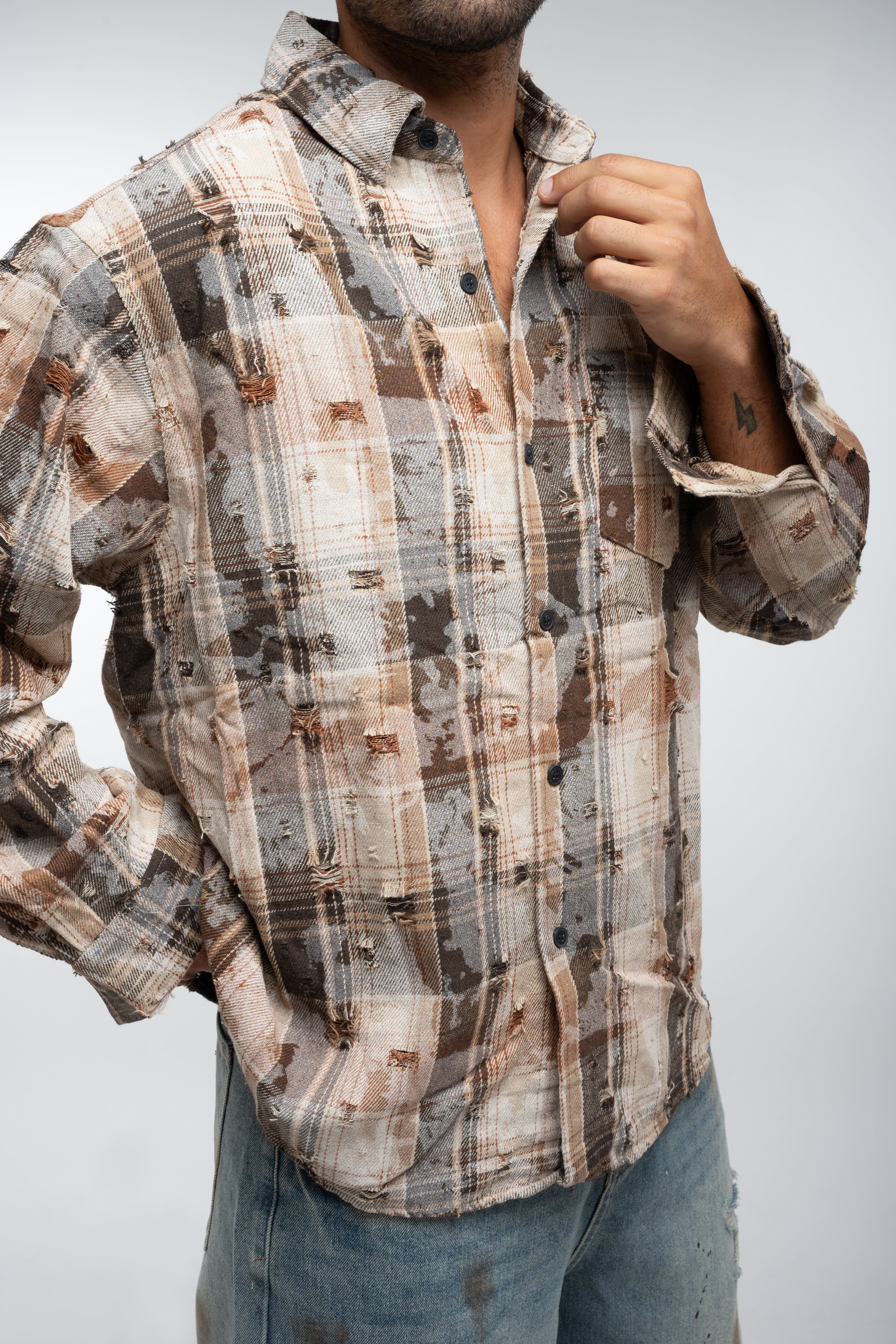 VINTAGE CHECK OVERSHIRT BROWN