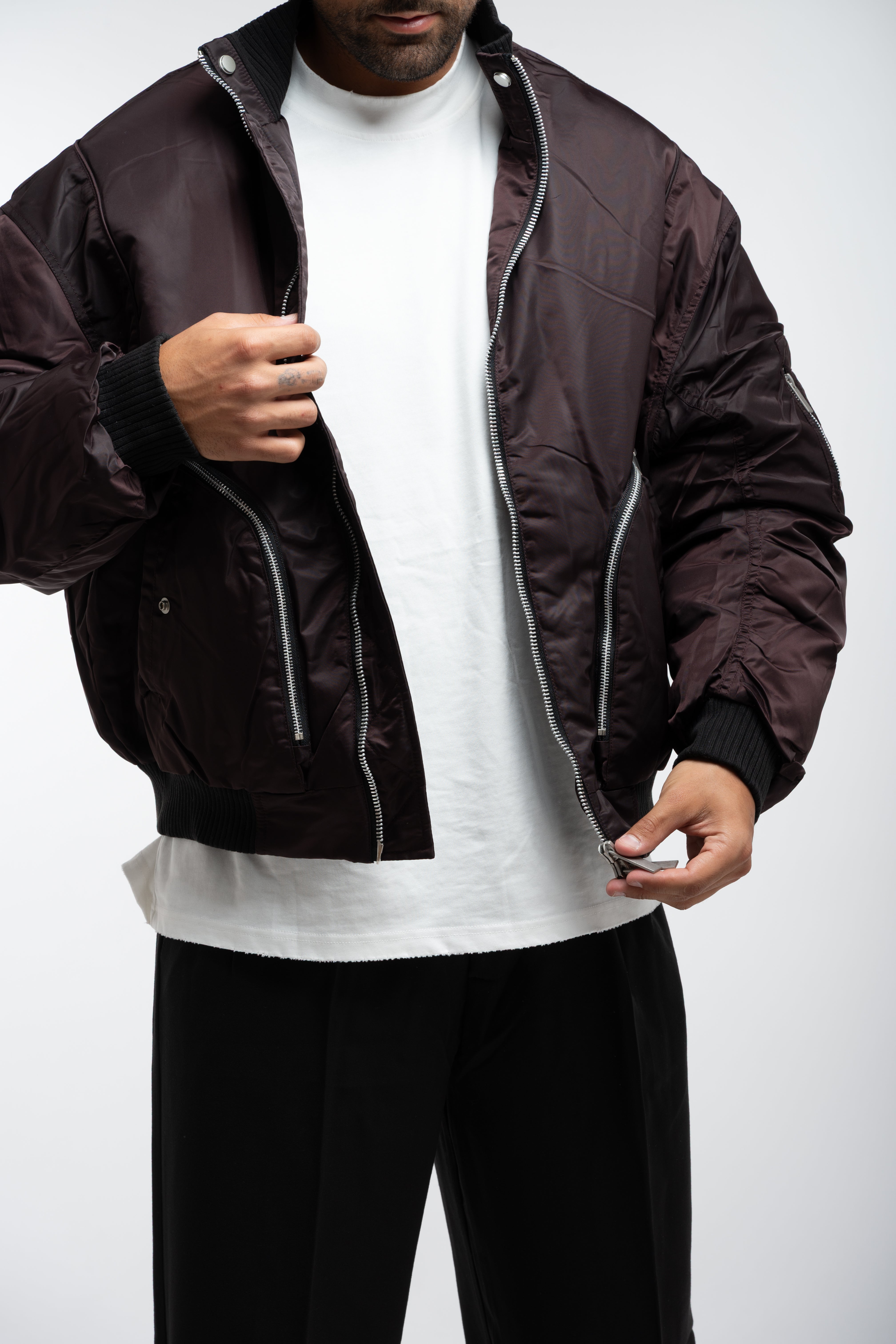MULTI ZIP BOMBER WINE