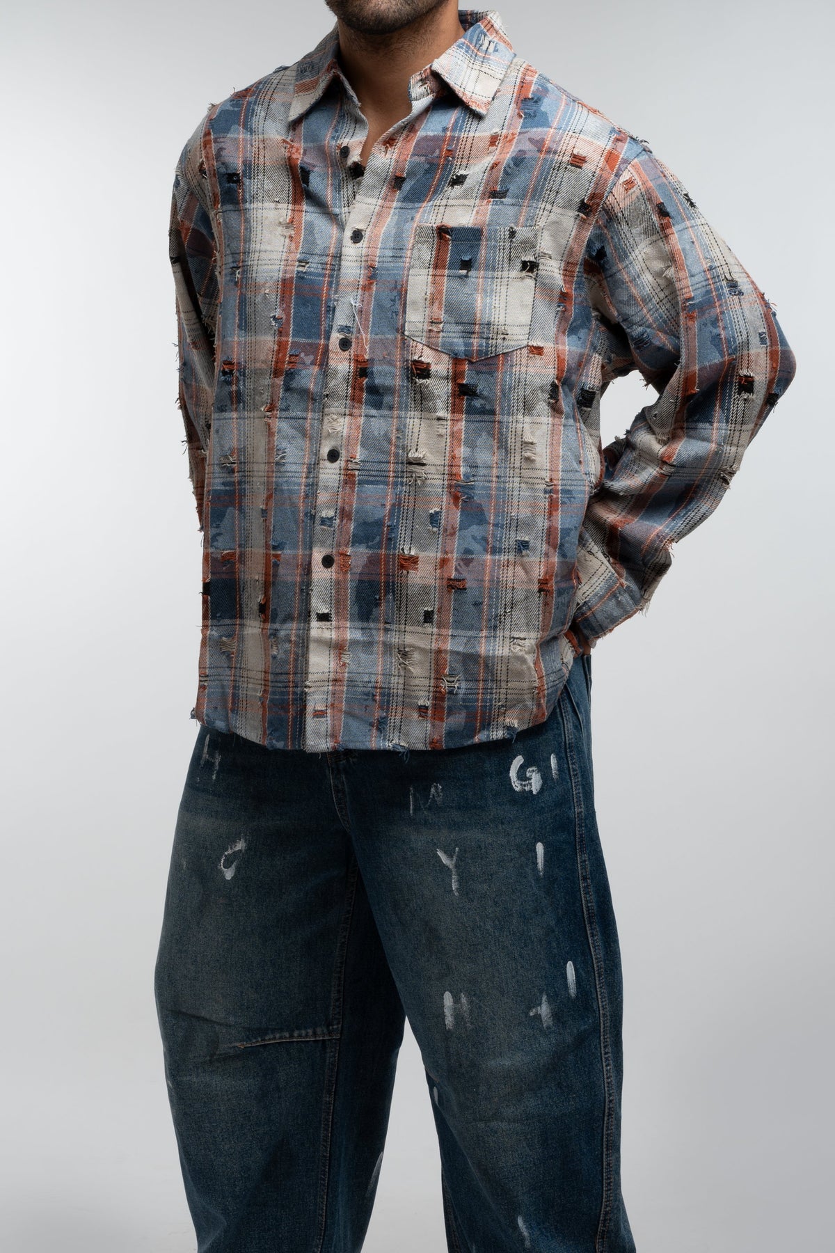 VINTAGE CHECK OVERSHIRT BLUE