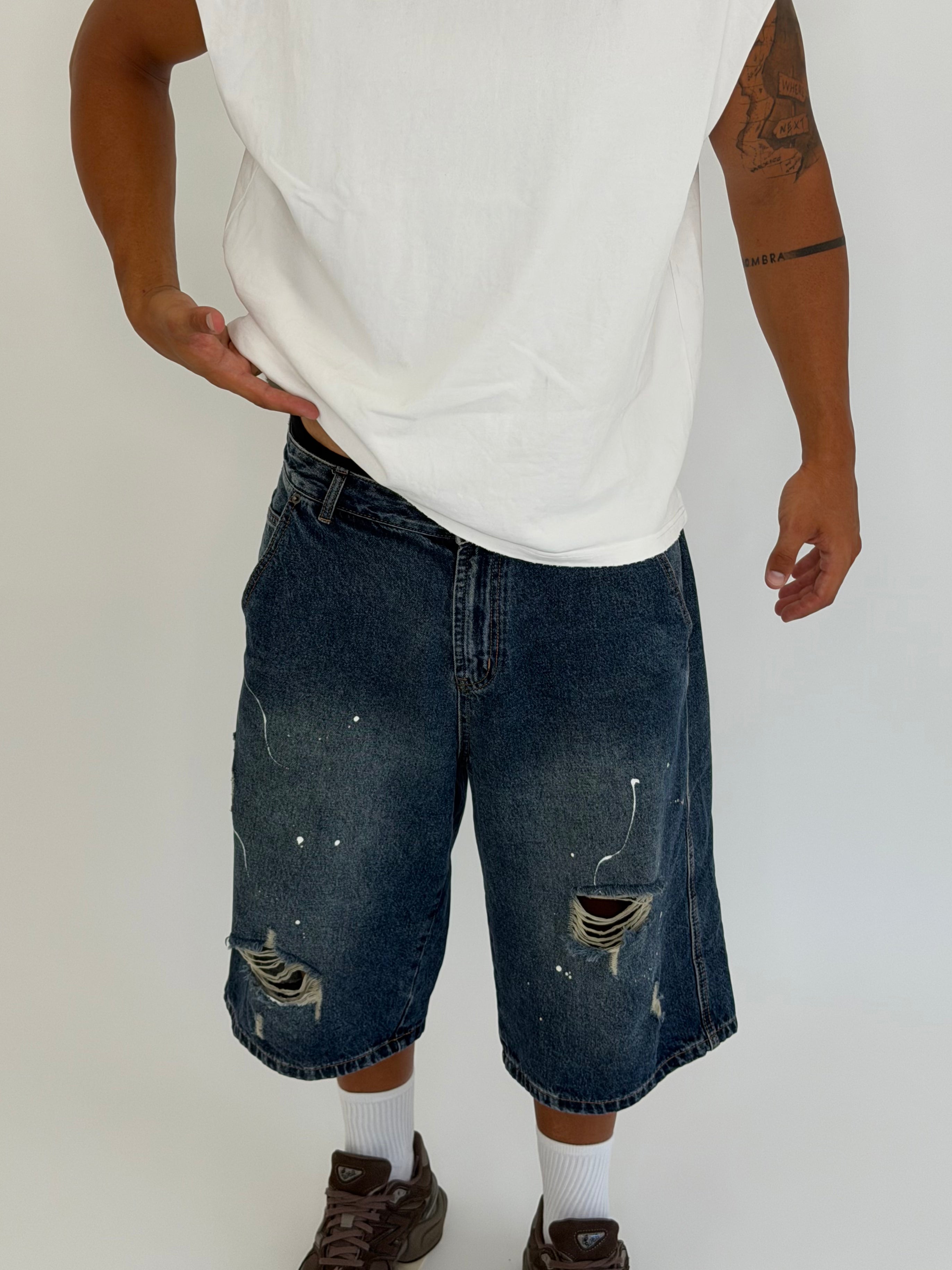 Splatter Denim Bermuda